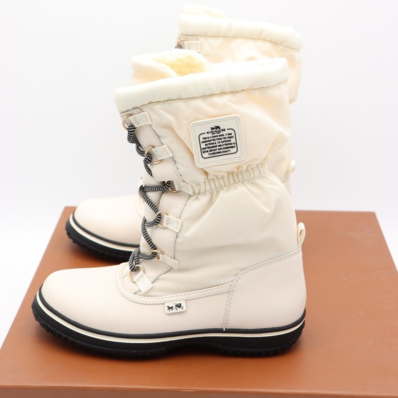Coach Sage White Lace-Up Cold Weather Winter Boots - Picture 3 of 8